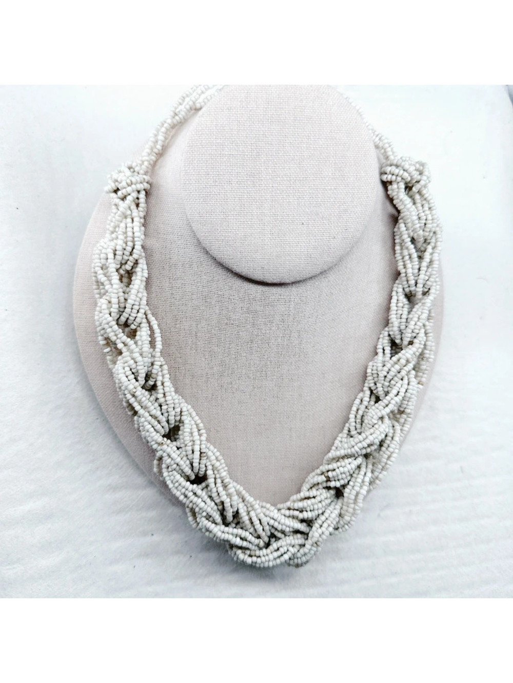 93a. Oatmeal Seed Bead Boho Necklace Handmade